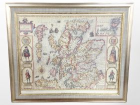 John Speed's Map of Scotland 1610, Heritage Publishing 2004, colour lithograph, 40cm x 50cm,