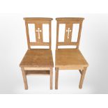 Two oak church chairs.