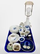 A Royal Copenhagen blue and white porcelain table lamp base,