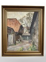 Danish school : Study of a yard, oil on canvas, 25cm x 31cm.