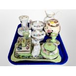 A group of Maling green lustre dressing table ceramics, together with a Mason's Mandolay ginger jar,