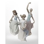 Three Nao figures of ladies, tallest 34cm.