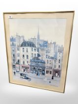 After Michel Delacroix : A French street scene, colour print, 55cm x 69cm.