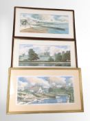 Three signed prints after John Kerr, each 27cm x 55cm.