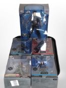 Five Disney Store Star Wars figures, boxed.