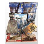 10 Military scale modelling kits by Airfix, Revell, and Italeri.