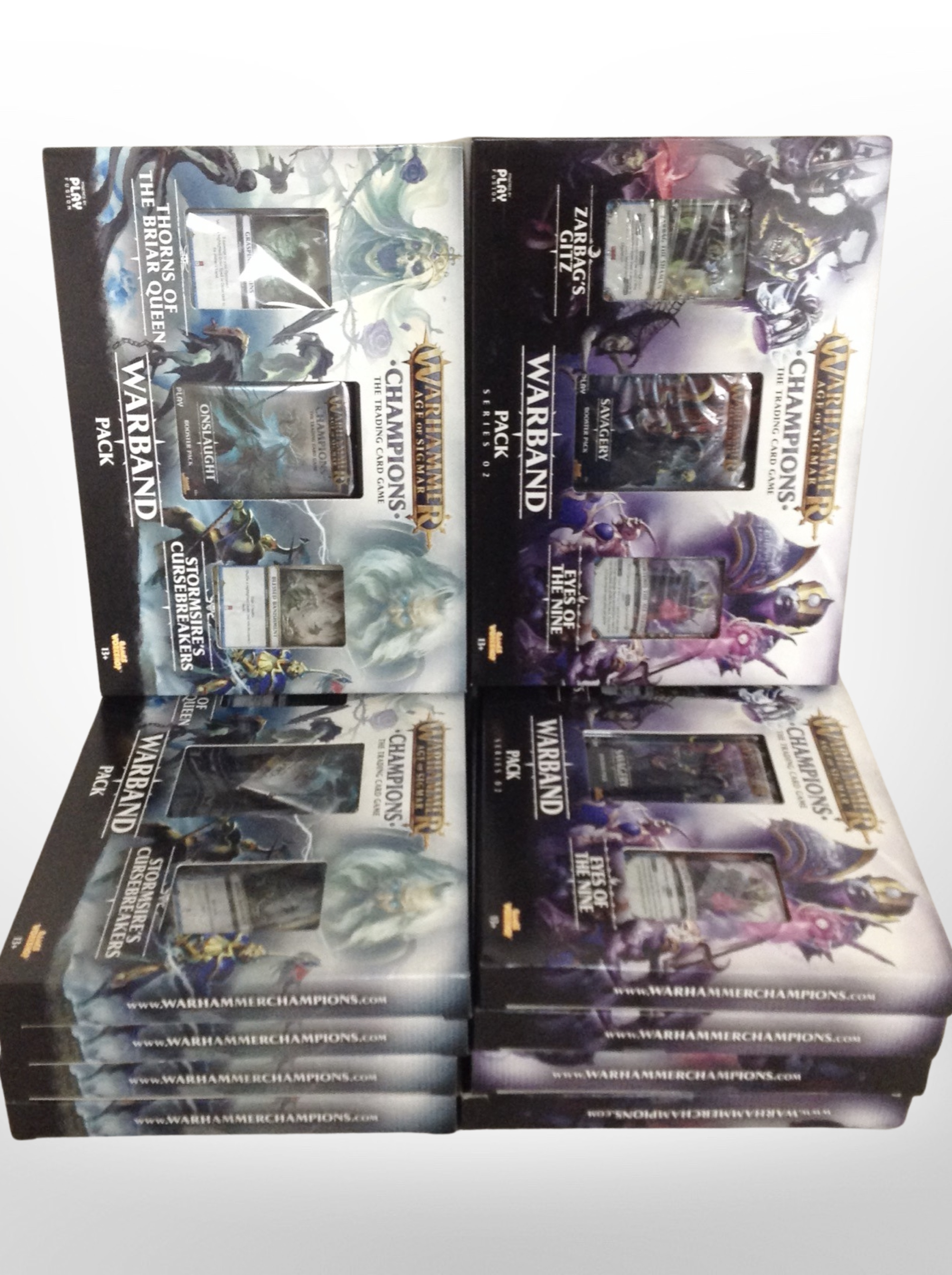 10 Games Workshop Warhammer Age of Sigmar trading card sets, boxed.