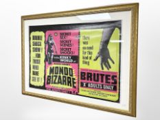 A reproduction Mondo Bizarre poster in gilt frame,