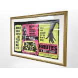 A reproduction Mondo Bizarre poster in gilt frame,