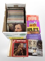 A box of vinyl LP records including classical, The Beatles, soundtracks, etc.