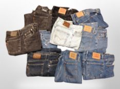 10 pairs of vintage Levi Strauss jeans.