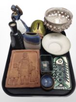 A group of Scandinavian studio pottery wares, including pedestal bowl, money box, etc.