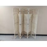 A wicker six-panel screen, each panel 170cm x 40cm.