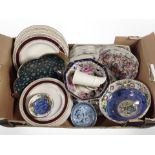 A box of assorted ceramics including Maling lustre ware, Royal Winton, etc.