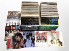 Two crates of vinyl LP records including Rod Stewart, Whitney Houston, Ultravox, Eurythmics,