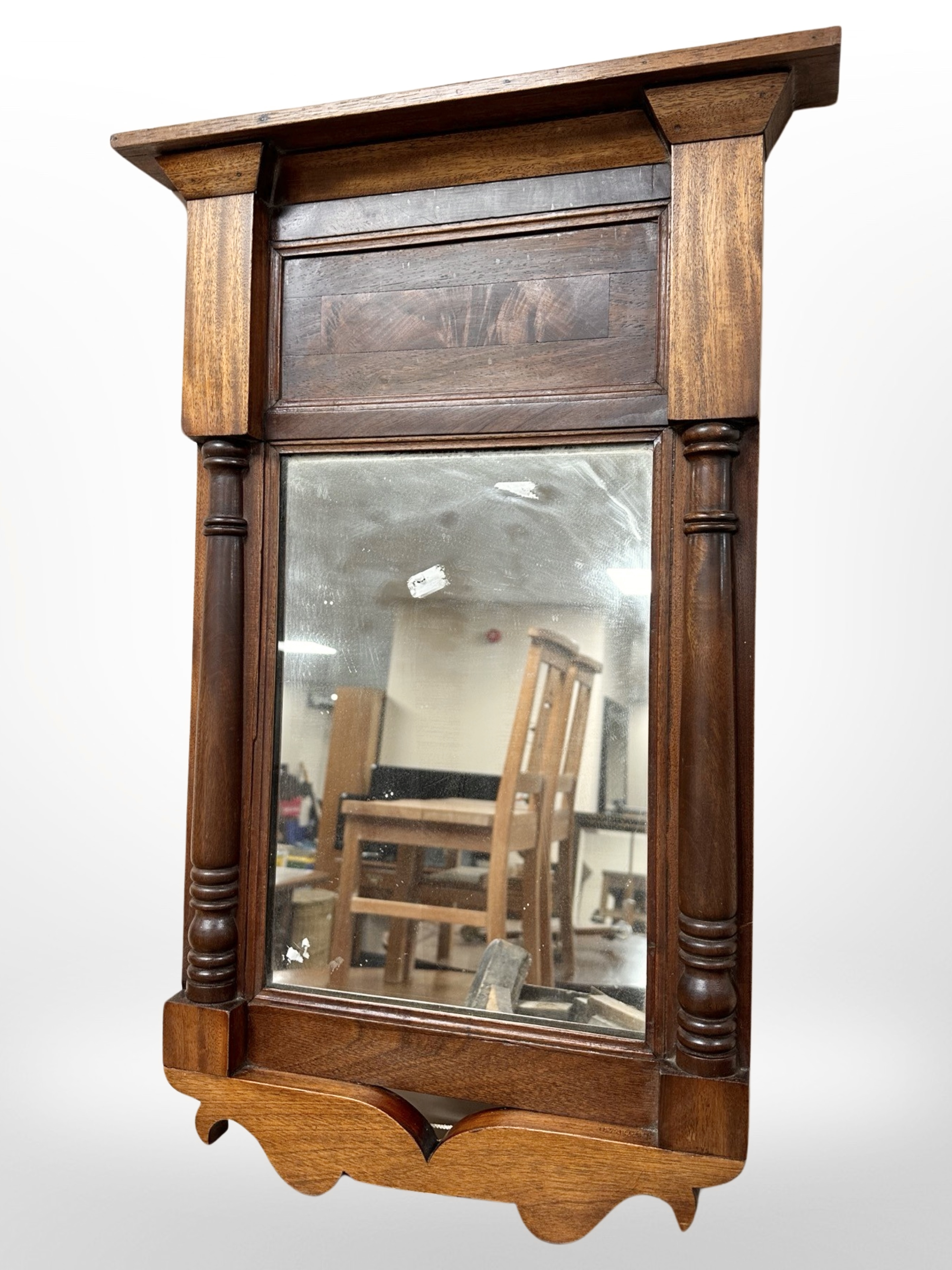 A 19th-century mahogany wall mirror, width 43cm.