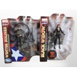 Two Marvel Select action figures, Black Widow and The Winter Soldier, boxed.