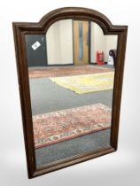 A continental oak mirror, 61cm x 90cm.