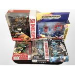 Five Hasbro Transformers figures, boxed.