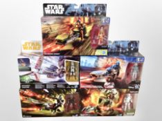 Five Hasbro Disney Star Wars models, boxed.