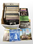A box of vinyl LP records including jazz, classical, etc.