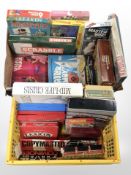 Two boxes of vintage board games, Prinztronic Video Sports 600 TV game in original box, etc.