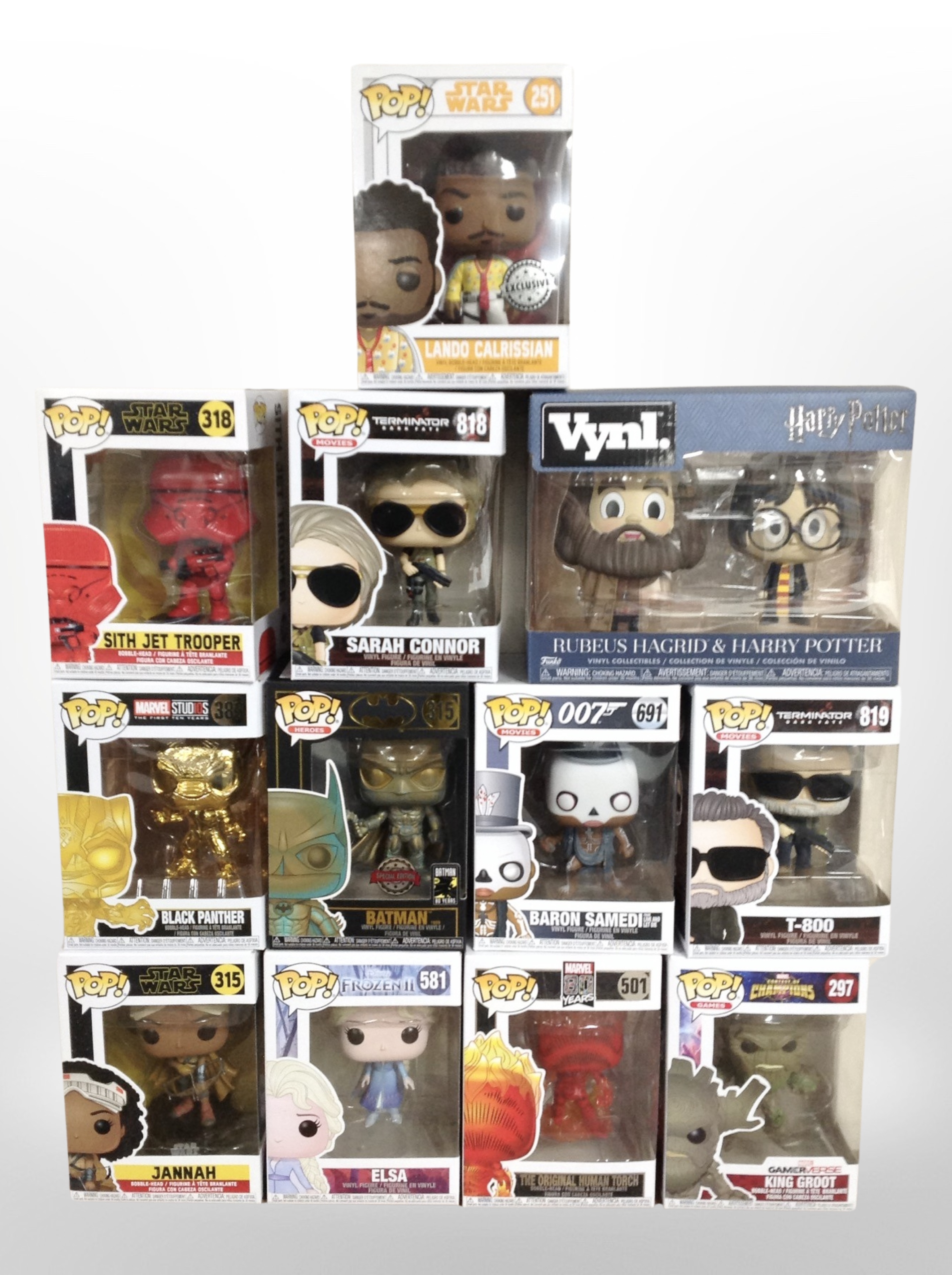 12 Funko figures, boxed.