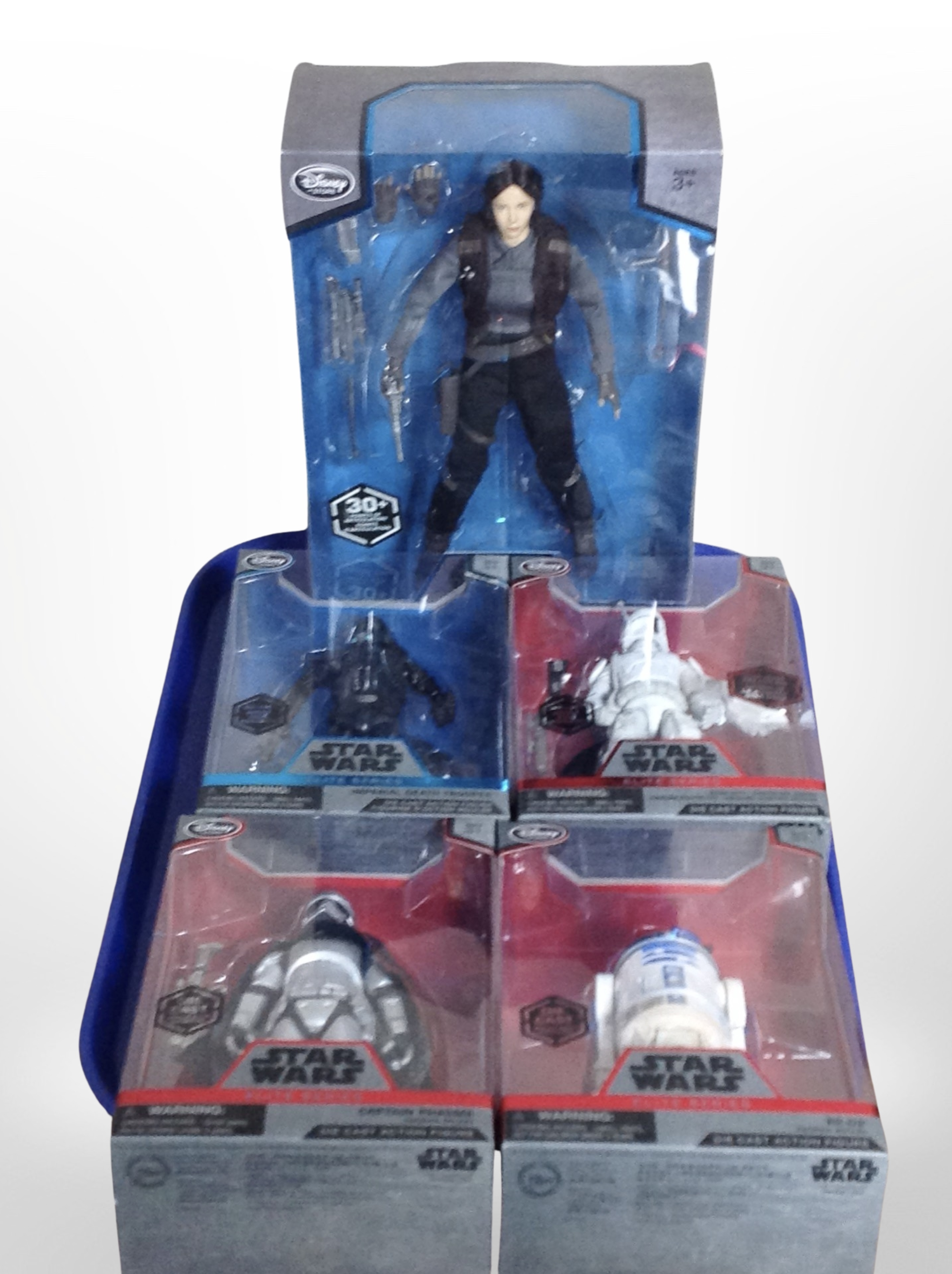 Five Disney Store Star Wars figures, boxed.