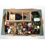A box of various boxes of alcohol and miniatures including Gordon's gin, Château de la Gardine,