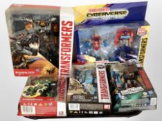 Five Hasbro Transformers figures, boxed.