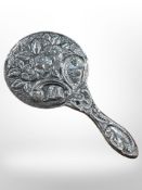 A small continental silver hand mirror, length 14.