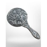 A small continental silver hand mirror, length 14.