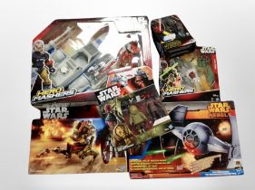 Six Hasbro Star Wars figure sets, boxed.