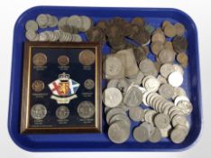 A collection of Victorian and later coins, crowns, Coins of the Realm coin montage in frame, etc.