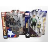 Two Marvel Select action figures, Loki and The Winter Soldier, boxed.