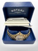 A lady's gold plated Rotary wristwatch in box,
