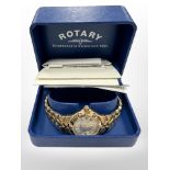 A lady's gold plated Rotary wristwatch in box,