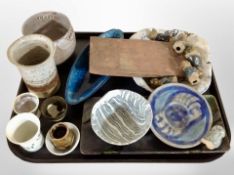 A group of Scandinavian studio pottery wares including plates, beakers, etc.
