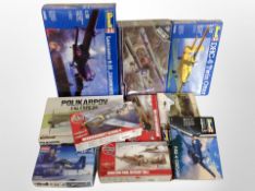 10 Military scale modelling kits by Airfix, Revell, and Italeri.