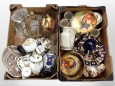 Two boxes containing Japanese export tea china, Windsor part tea set, glass ware, etc.