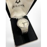 A Gent's stainless steel Bulova quartz calendar wristwatch with box,