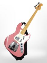 A vintage Futurama bass guitar.