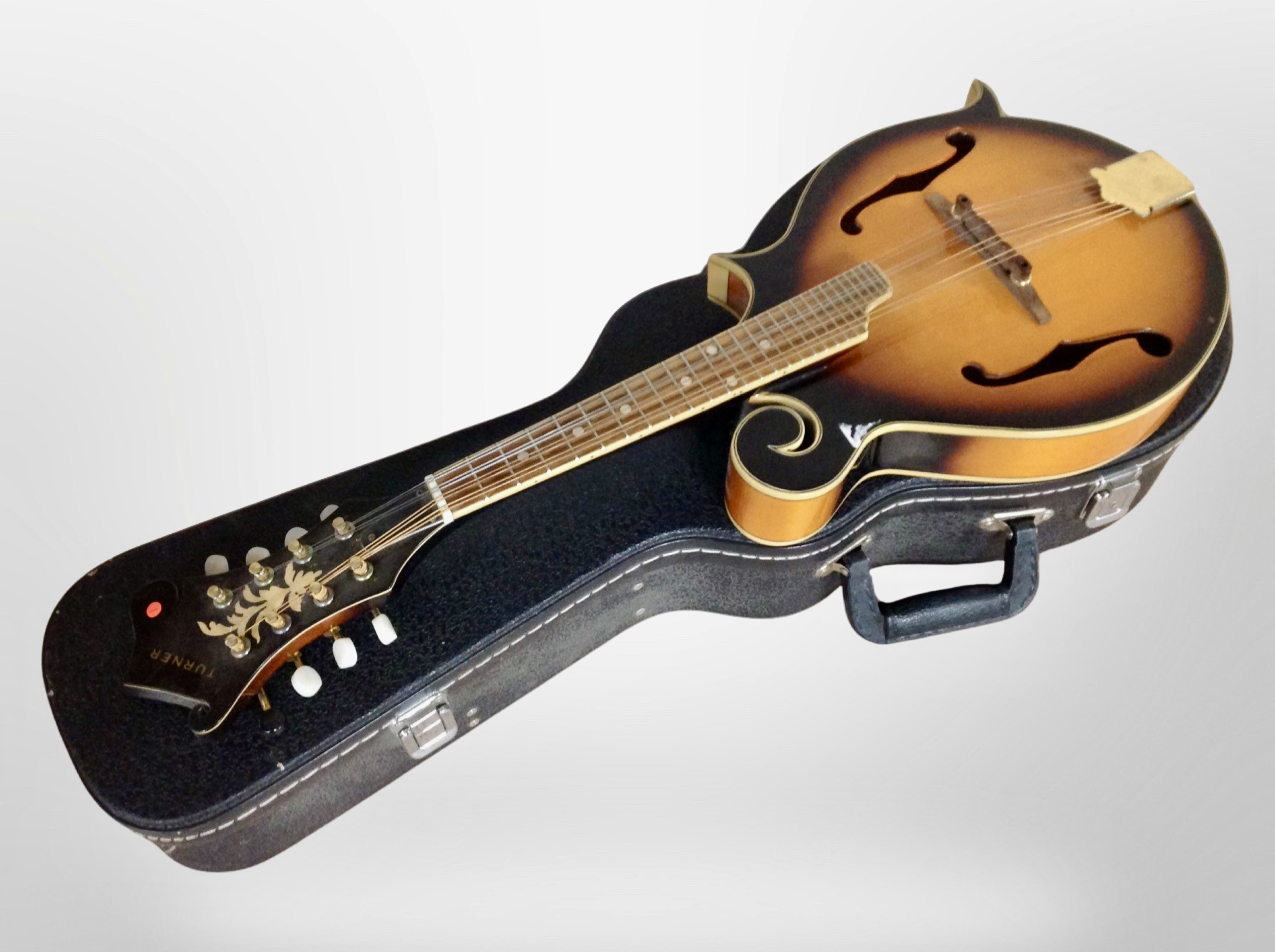 A Turner model MM215 mandolin with hard carry case.