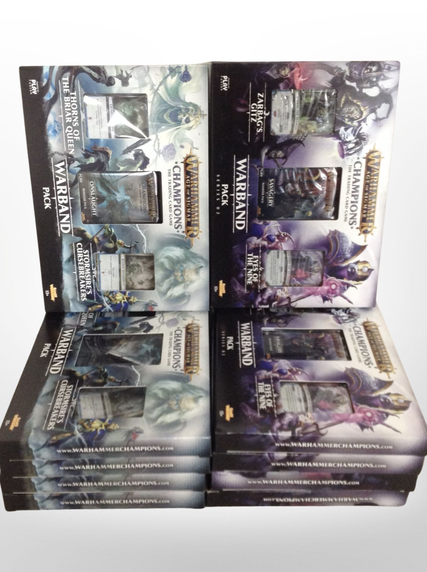 10 Games Workshop Warhammer Age of Sigmar trading card sets, boxed.