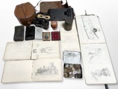 An interesting group of WWI era sketch books containing humerus pencil sketches and other studies