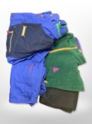 A Schoffel Men's Ski Jacket & Trouser Set, Blue, Size M/L, together with an SOS Ski Fleece, Green,