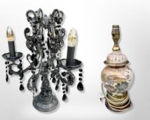 An ornate contemporary table lamp, height 54 cm,