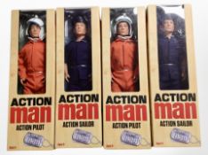 Four Hasbro Action Man figures, boxed.