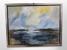 L K Hansen : Moonlight over water, oil on canvas,