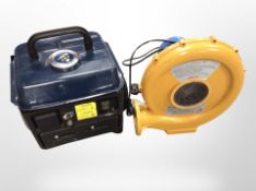A GMC 2hp petrol generator together with a Swiftech model HT 230 air pump